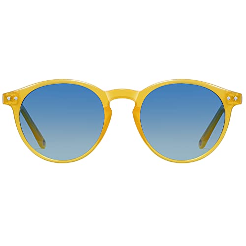 H HELMUT JUST Rund Sonnenbrille Herren Damen Retro Polarisiert UV400 Schutz CAT 3 Ultraleicht Vintage Sonnenbrille für Fahren, Angeln, Partys von H HELMUT JUST
