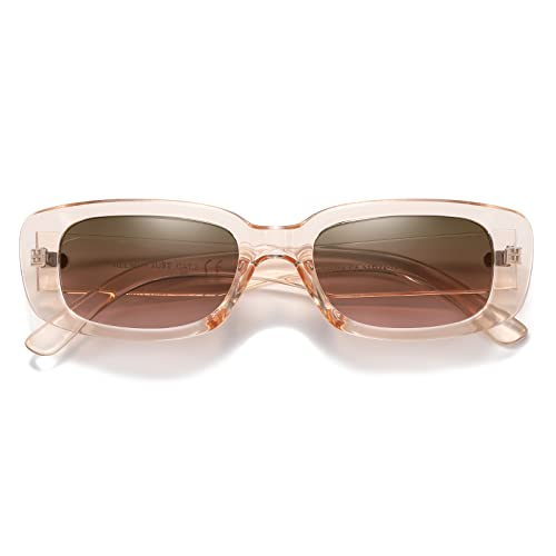 H HELMUT JUST Sonnenbrille Damen Retro Polarisiert 400UV Klassisch Vintage Klein Brille Hellbraun von H HELMUT JUST