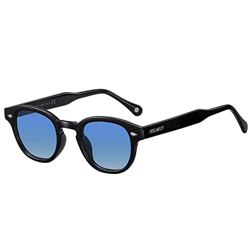 H HELMUT JUST Sonnenbrille für Damen, Herren, Depp Retro-Stil, polarisiert, klein, rund, leicht, aus TR90-Material und Einlegesohle in Acetat von H HELMUT JUST