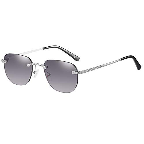 H HELMUT JUST Sonnenbrille für Damen Herren Verlauf Grau Linse Klein Oval Rahmen aus Metall UV400 von H HELMUT JUST