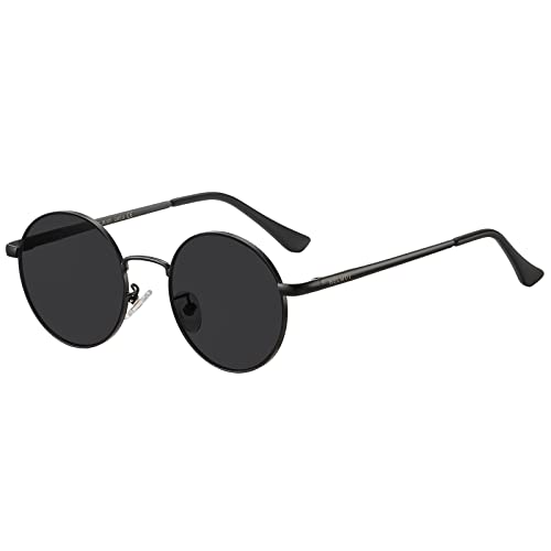 H HELMUT JUST Sonnenbrille für Herren Damen Rund Vintage Schwarz Kategorie 3 Getönte Linse von H HELMUT JUST