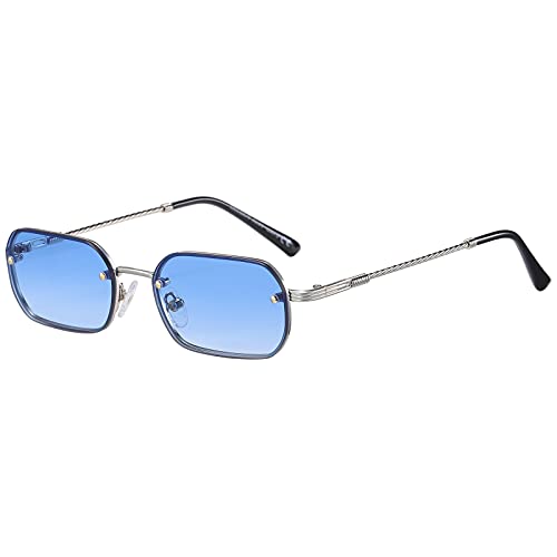 H HELMUT JUST Vintage Sonnenbrille Herren Damen, Retro Rechteckig Brille Kleine Gläser 70 80 90er Ultraleicht UV400 von H HELMUT JUST