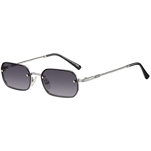 H HELMUT JUST Vintage Sonnenbrille Herren Damen, Retro Rechteckig Brille Kleine Gläser 70 80 90er Ultraleicht UV400 von H HELMUT JUST