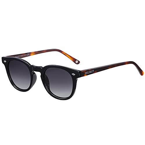 H HELMUT JUST Sonnenbrille Herren Damen Polarisiert Linse, Rund Vintage Leichter TR90 Rahmen Acetatbügel von H HELMUT JUST