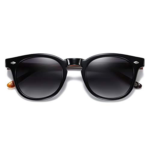 H HELMUT JUST Sonnenbrille Herren Damen Polarisiert Linse, Rund Vintage Leichter TR90 Rahmen Acetatbügel von H HELMUT JUST
