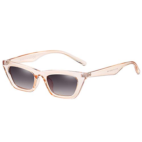 H HELMUT JUST Vintage Cat Eye Sonnenbrille Damen Kleine Katzenaugen, UV Schutz Kiassische Sonnenbrille Transparentes Braun von H HELMUT JUST