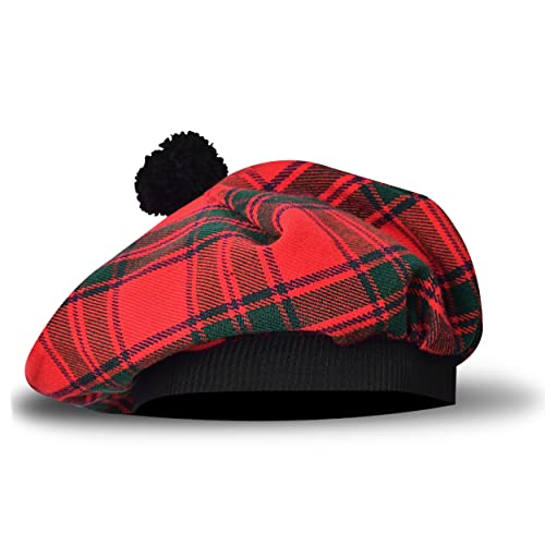 Schottische Mütze Tam o Shanter Scottish Bonnet Tartan Hut Acryl Wolle mit Pompon, Macintosh, Einheitsgröße von H HIGHLAND REDSTONE