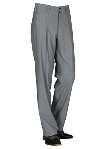 Herren Bundfaltenhose in Grau - Perfekter Retro-Stil für Rockabilly Mode Männer bei HK Mandel Model Swing Größe 48 von H K Mandel