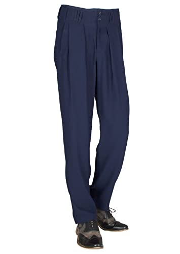 H K Mandel Dunkelblaue Retro-Bundfaltenhose mit hohem Bund - weitem Schnitt. Perfekt für Boogie Woogie, Rockabilly - Vintage-Mode der 50er Jahre. Elegante Tanzhose. Größe 50 von H K Mandel