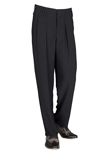 H K Mandel Schwarze Bundfaltenhose im 50er Jahre Stil für Herren. Perfekt für Boogie, Rockabilly Tanz - Vintage Outfits. Ideal für Gesellschaftstanz - Rock’n’Roll. Größe 56 von H K Mandel