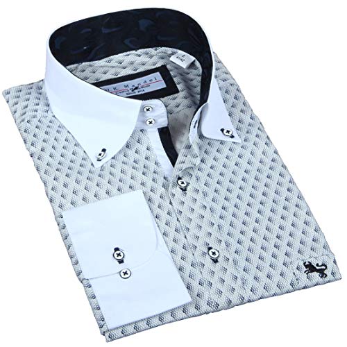 H K Mandel Slim Fit Freizeithemd Weiß in Sich Gemustert Größe XL von H K Mandel