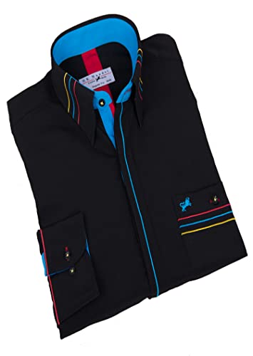 H K Mandel Stilvolles Designer-Hemd in Schwarz mit Kontrastdetails. Bügelfrei, normal geschnitten & mit Button-Down-Kragen – perfekt für einen edlen Look. Größe L von H K Mandel