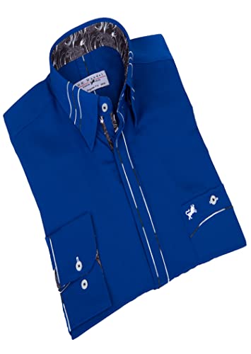 H.K.Mandel Microfaser Designer Hemd in Royalblau, Bunte Hemden Herren Freizeithemd Bunt, Hawaiihemd, Strandhemd, Freizeithemd Größe XL von H K Mandel