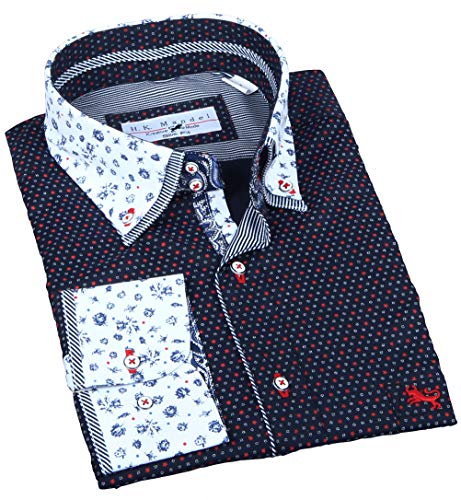 HK Mandel Besonderes Hemd Slim Fit Blau in Sich Gemustert Vintage Style Größe XL von H K Mandel