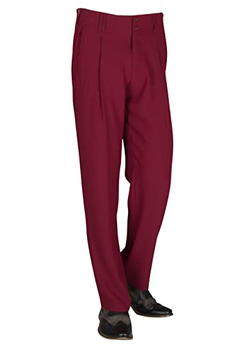 Weinrote Herren Bundfaltenhose - Perfekte Kombination von Eleganz und Komfort in unserer Vintage Herrenmode bei H.K.Mandel Größe 46 von H K Mandel