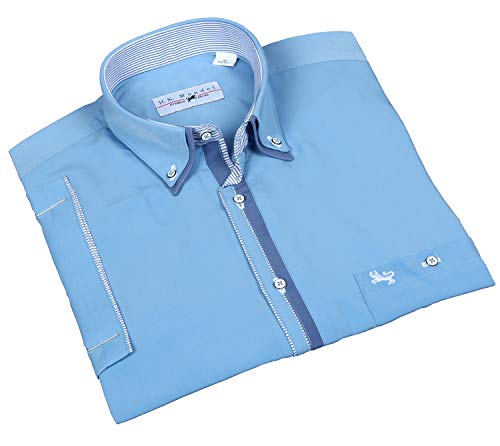 Microfaser Herren Hemd in Hellblau HK Mandel Besonderes Button-Down-Kragen Hemd Normal-Nicht tailliert Größe XL von H K Mandel