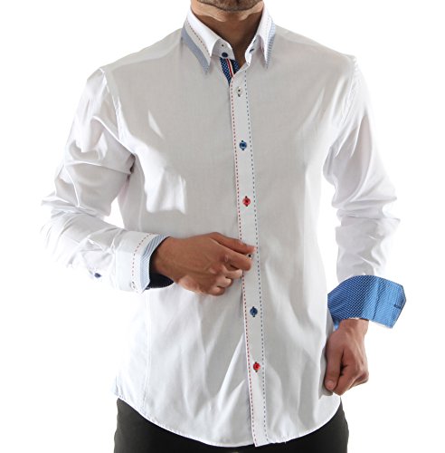 Slim Fit Casual Herren Hemd in Weiß, für Herren Beste QUALITÄT, HK Mandel Langarm Freizeithemd Slim Fit Größe XXL von H K Mandel