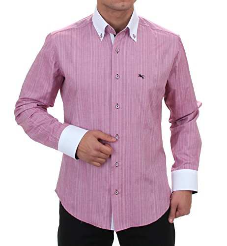 Slim Fit Freizeithemd in Helles Fuchsia, für Herren Beste QUALITÄT, HK Mandel Langarm Designerhemd Größe XL von H K Mandel