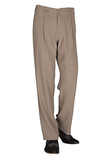 Herren Bundfaltenhose in Beige - Die perfekte Tanzhose für den authentischen Rockabilly und Rock'n'Roll Tanzstil Model Swing Größe 62 von H K Mandel