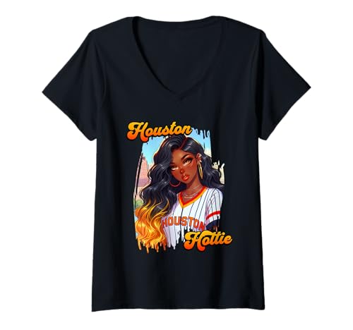 Damen H-Town Houston Girl I Love Houston Hottie für Damen T-Shirt mit V-Ausschnitt Damen H-Town Houston Girl I Love Houston Hottie für Damen T-Shirt mit V-Ausschnitt von H-Town Hottie Houston Pride Houston Texas Souvenir