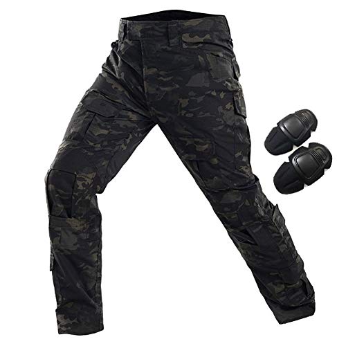 HANSTRONG GEAR Militär Armee Taktische Airsoft Paintball Schießen Hosen Kampf Männer Hosen mit Knie Pads (MCBK, XL-36W) von HANSTRONG GEAR