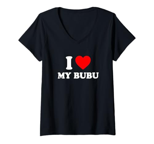 Damen I Love My Bubu T-Shirt mit V-Ausschnitt Damen I Love My Bubu T-Shirt mit V-Ausschnitt von H@mri