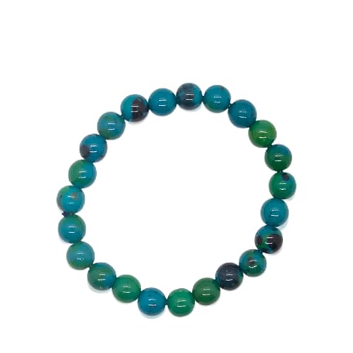 H&H Spirit Jewerly Chrysokoll Natürliche Edelsteinarmbänder Natursteine Kugelarmband 8mm Perlen für Damen u. Herren von H&H