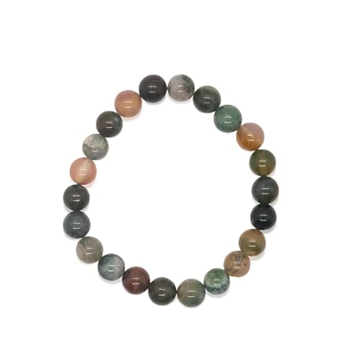 H&H Spirit Jewerly Indian Achat Natürliche Edelsteinarmbänder Natursteine Kugelarmband 8mm Perlen für Damen u. Herren von H&H