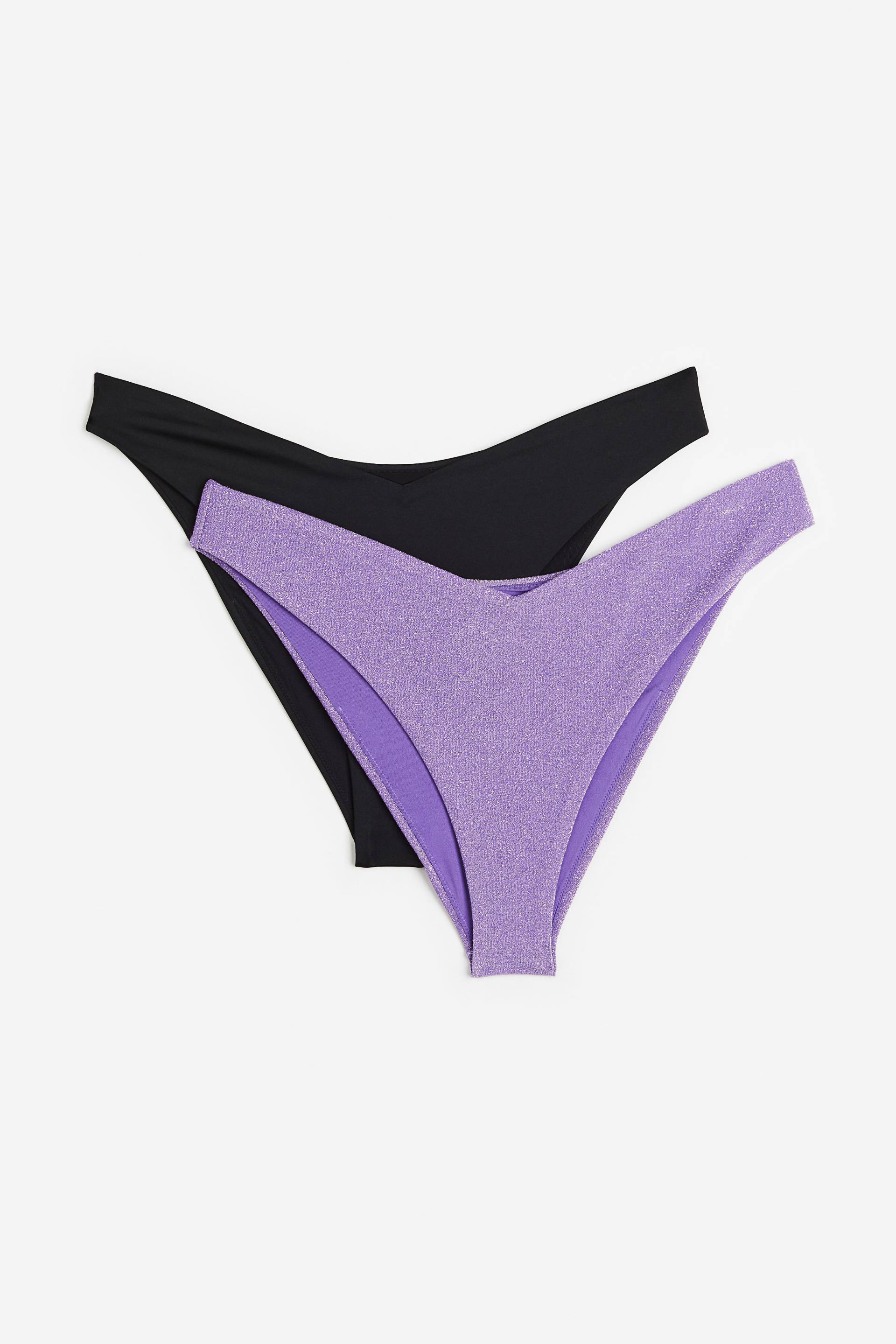 H&M+ 2er-Pack Bikinihosen Lila/Schwarz, Bikini-Unterteil in Größe 4XL. Farbe: Purple/black von H&M