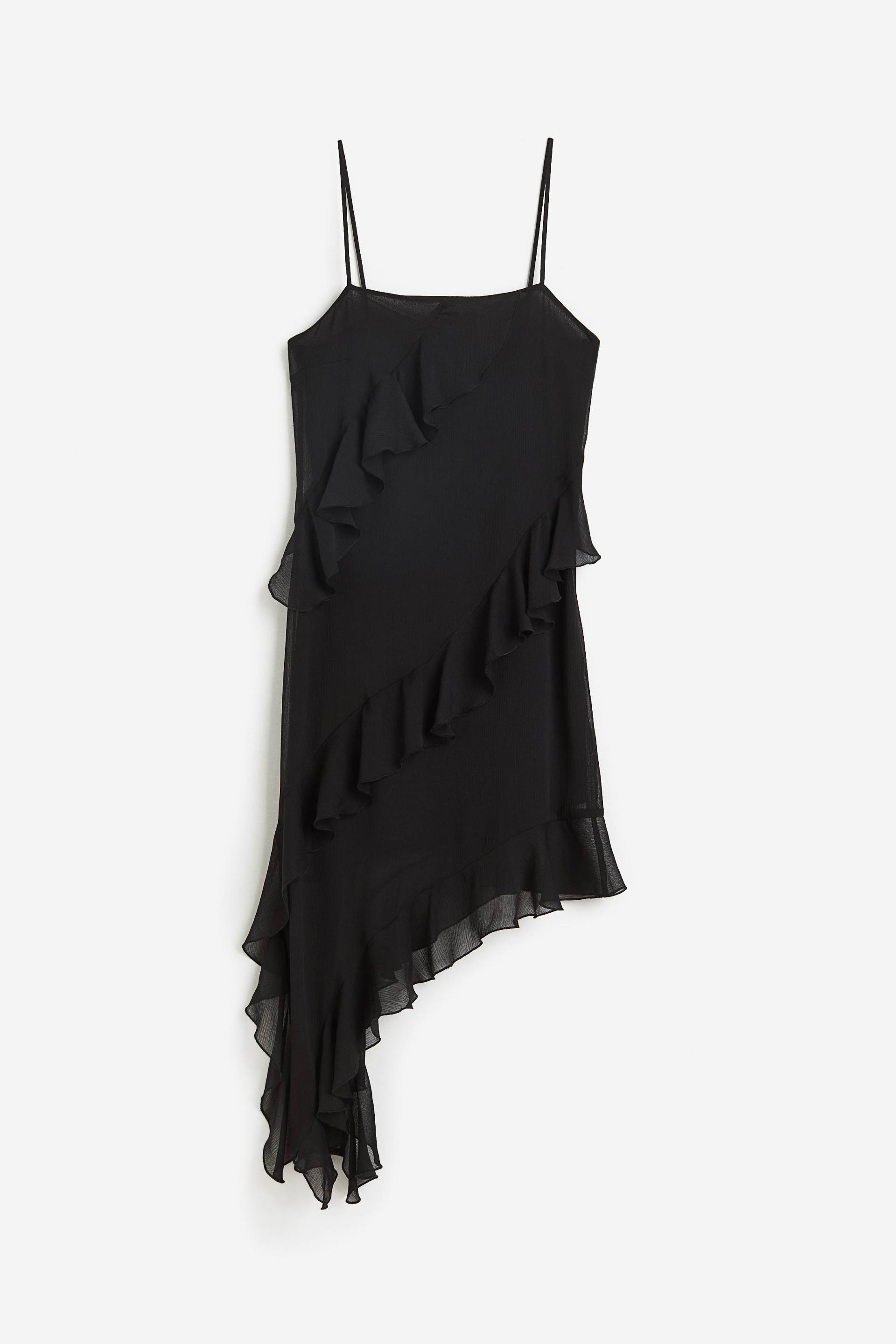 H&M Asymmetrisches Kleid mit Volants Schwarz, Party kleider in Größe M. Farbe: Black von H&M