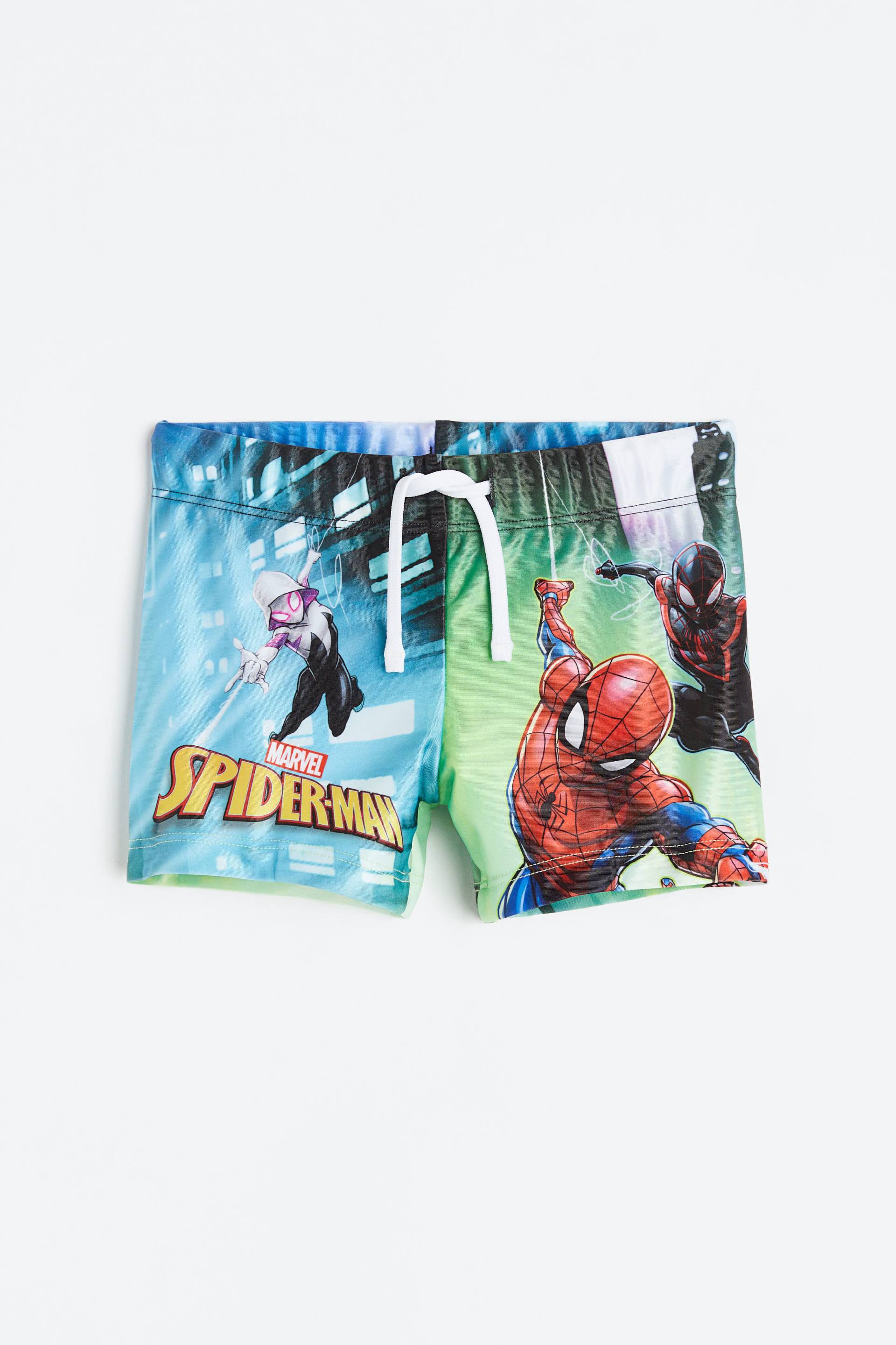 H&M Badehose mit Print Grün/Spiderman, Badeshorts in Größe 92. Farbe: Green/spider-man von H&M