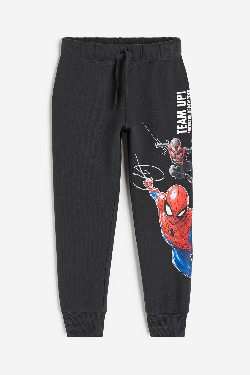 H&M Bedruckte Joggpants Dunkelgrau/Spiderman, Jogginghose in Größe 92. Farbe: Dark grey/spider-man von H&M