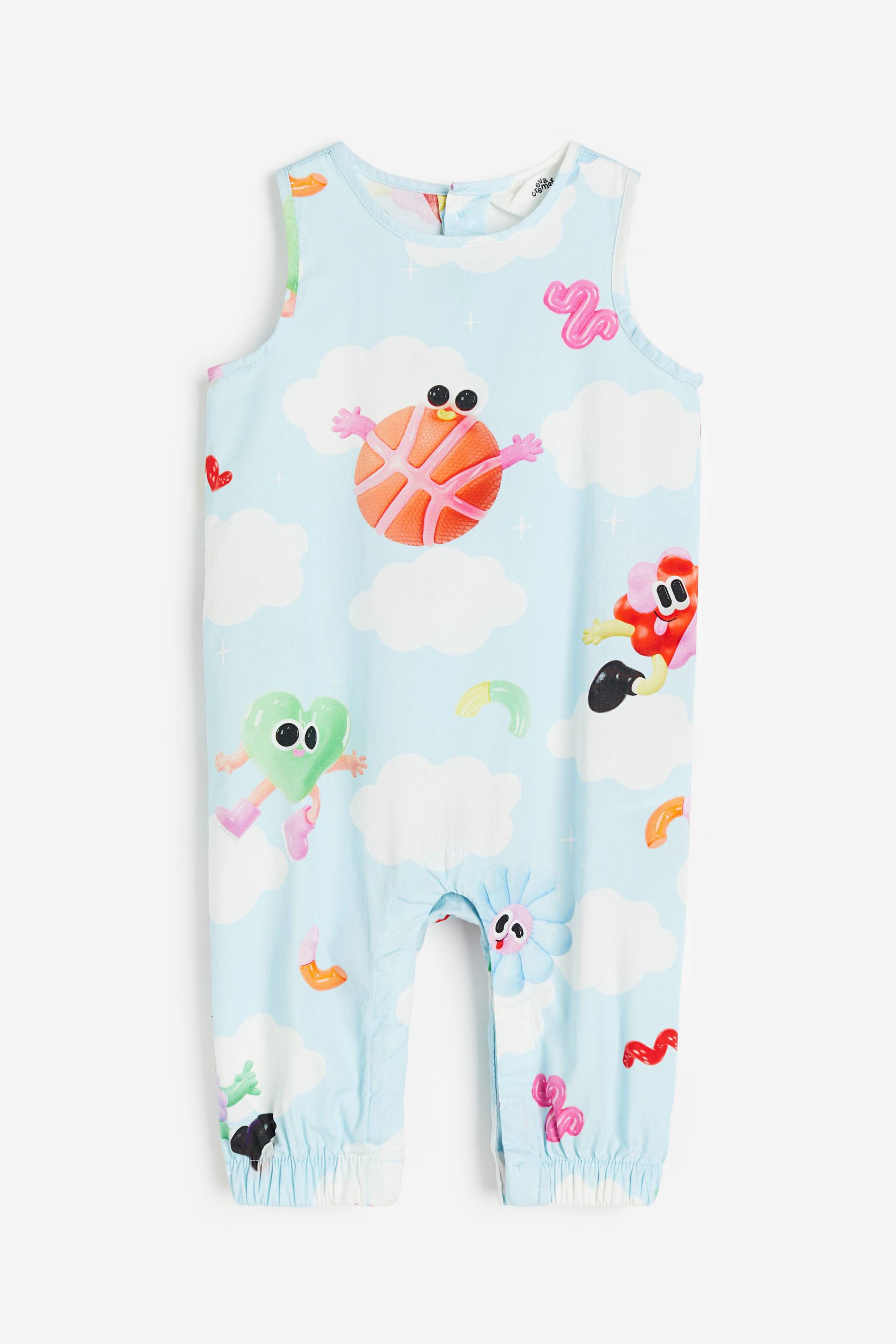 H&M Bedruckter Strampler Hellblau/Wolken, Jumpsuits in Größe 92. Farbe: Light blue/clouds von H&M