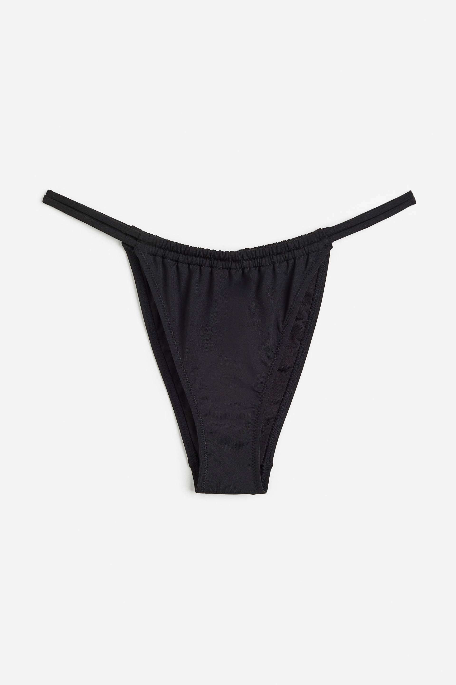 H&M Bikinihose Tanga Schwarz, Bikini-Unterteil in Größe 50. Farbe: Black von H&M