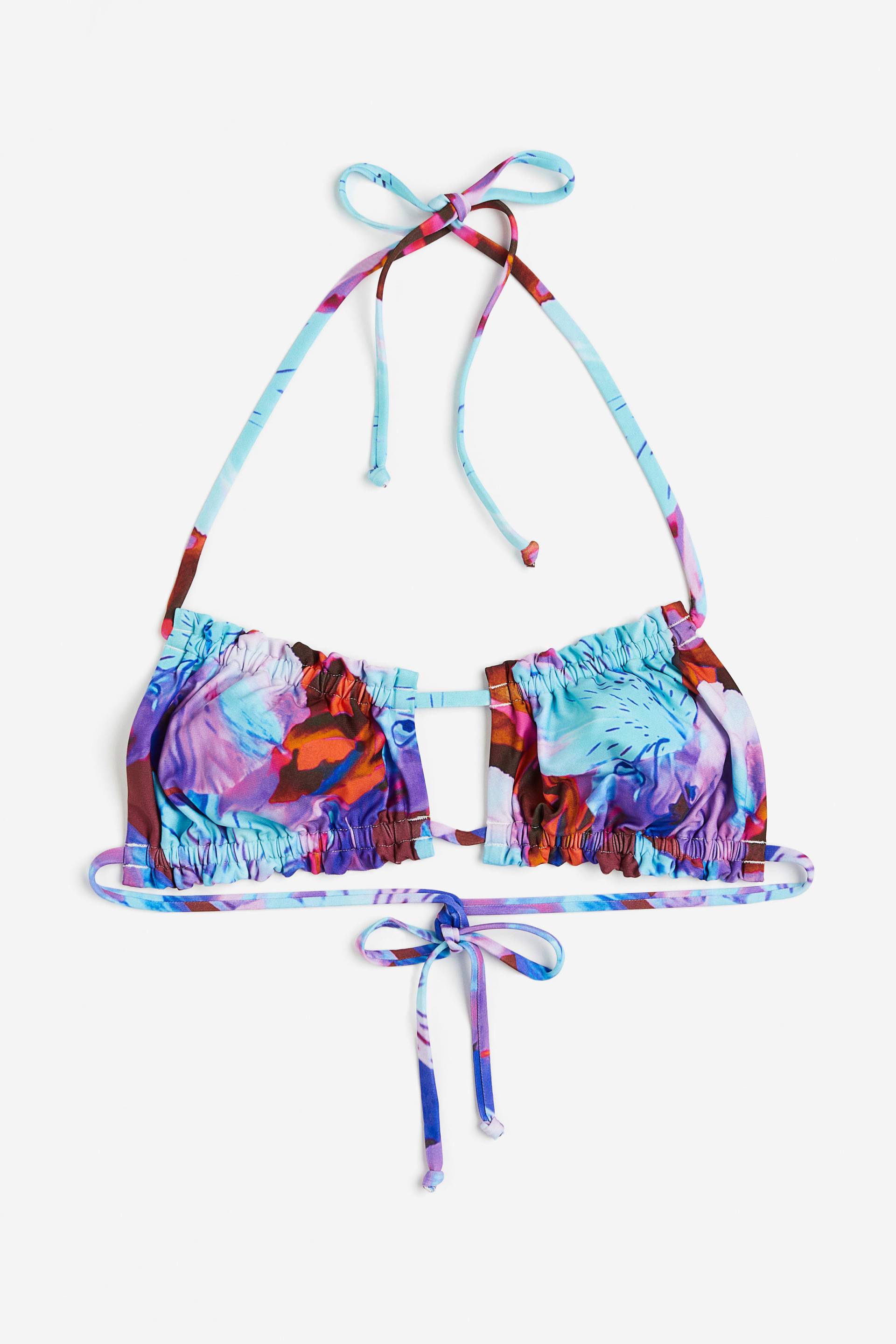 H&M Bikinitop mit Volants Blau/Geblümt, Bikini-Oberteil in Größe 34. Farbe: Blue/floral von H&M