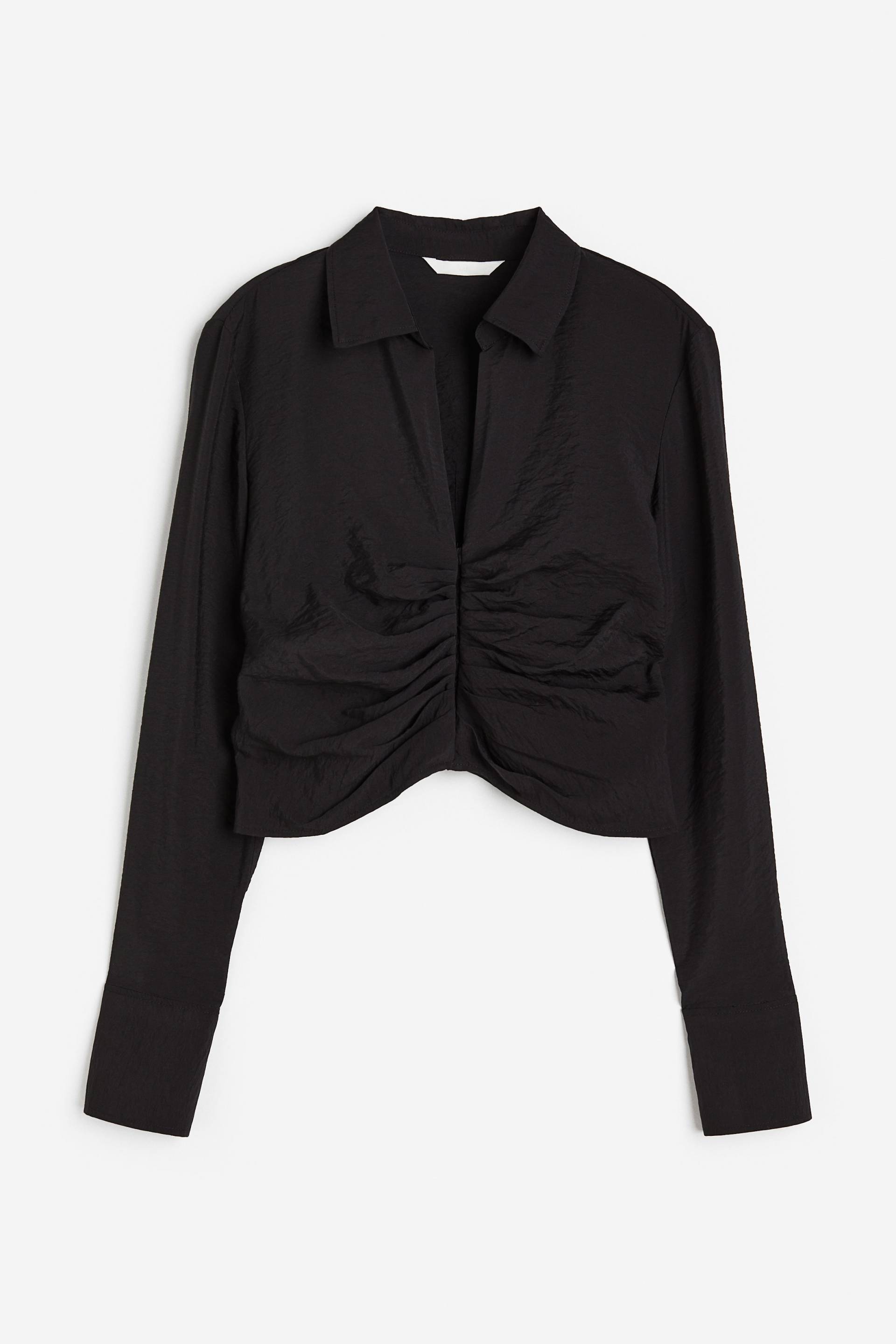 H&M Bluse mit Kragen Schwarz, Blusen in Größe XS. Farbe: Black von H&M
