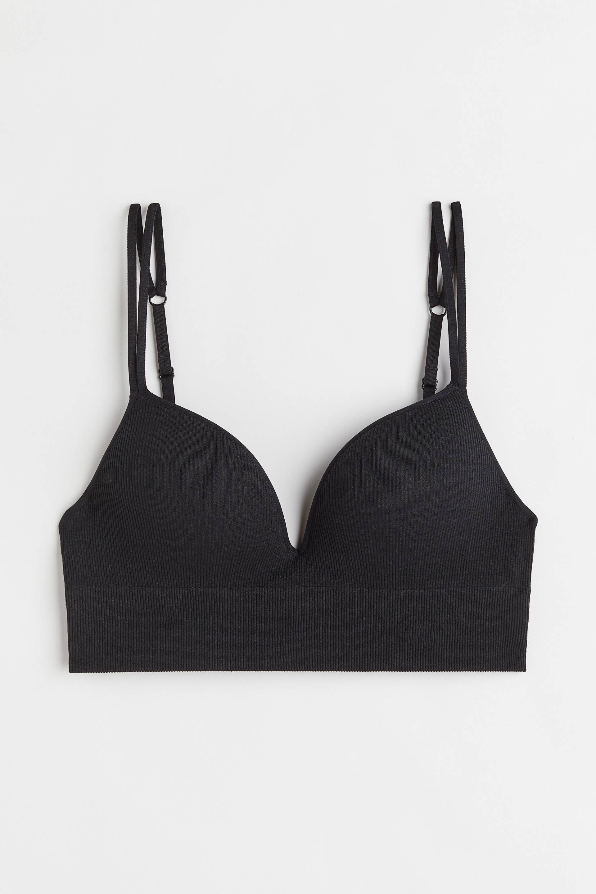 H&M Bügelloser Push-up-BH Seamless Schwarz, BHs in Größe 65C. Farbe: Black von H&M