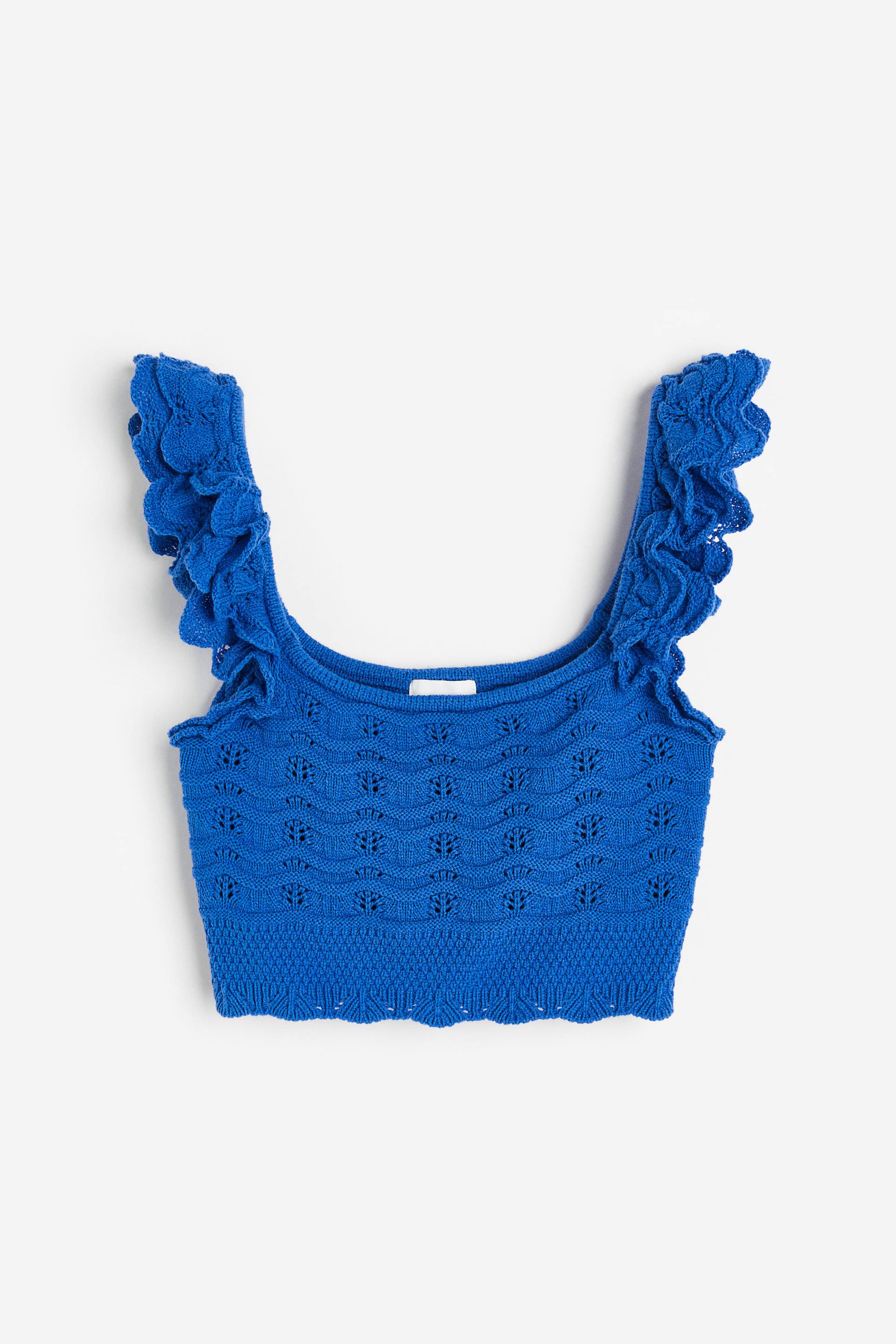 H&M Crop-Top im Häkellook Knallblau, Tops in Größe XXL. Farbe: Bright blue von H&M