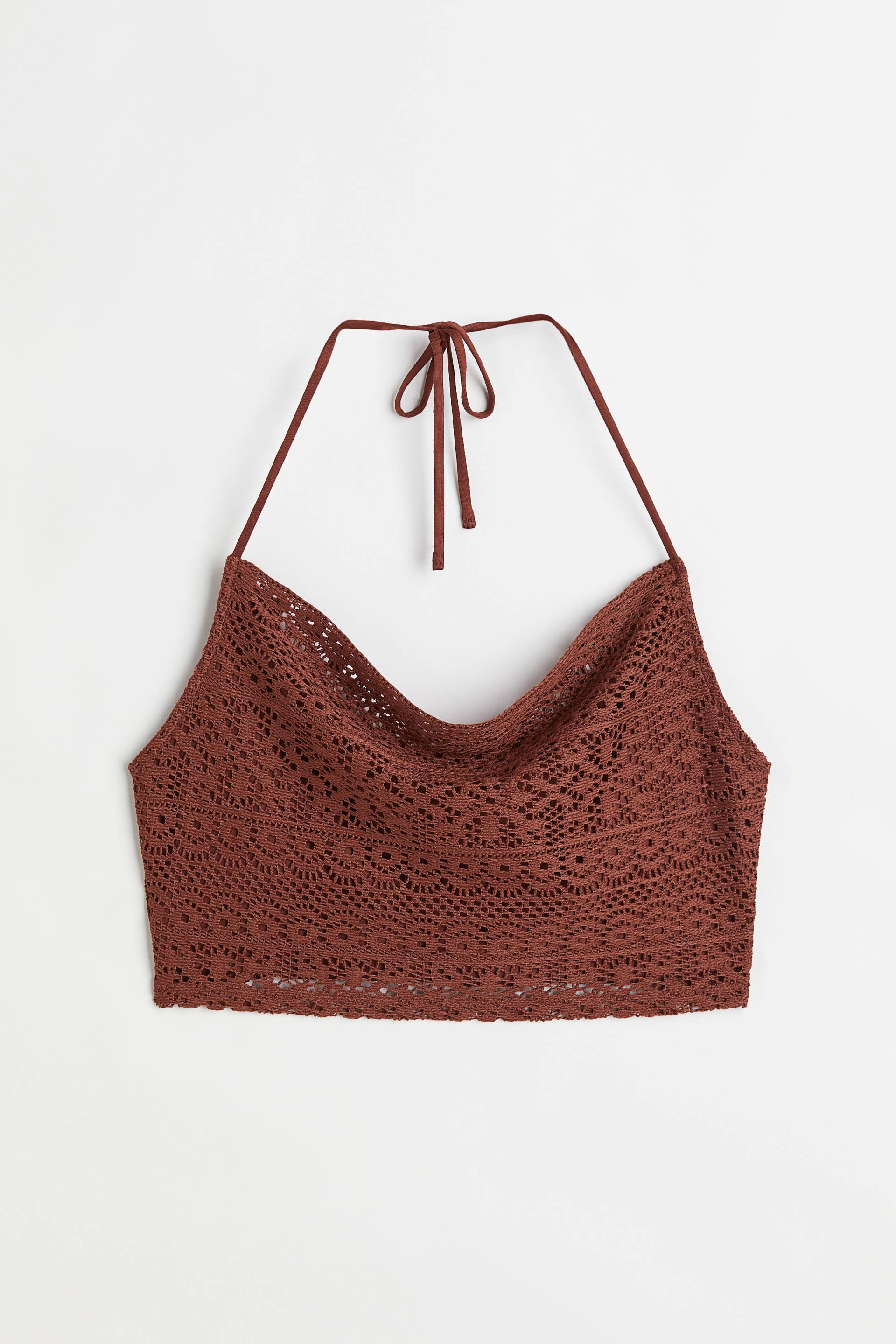 H&M Crop Top in Häkeloptik Dunkelbraun, Tops Größe XL. Farbe: Dark brown von H&M