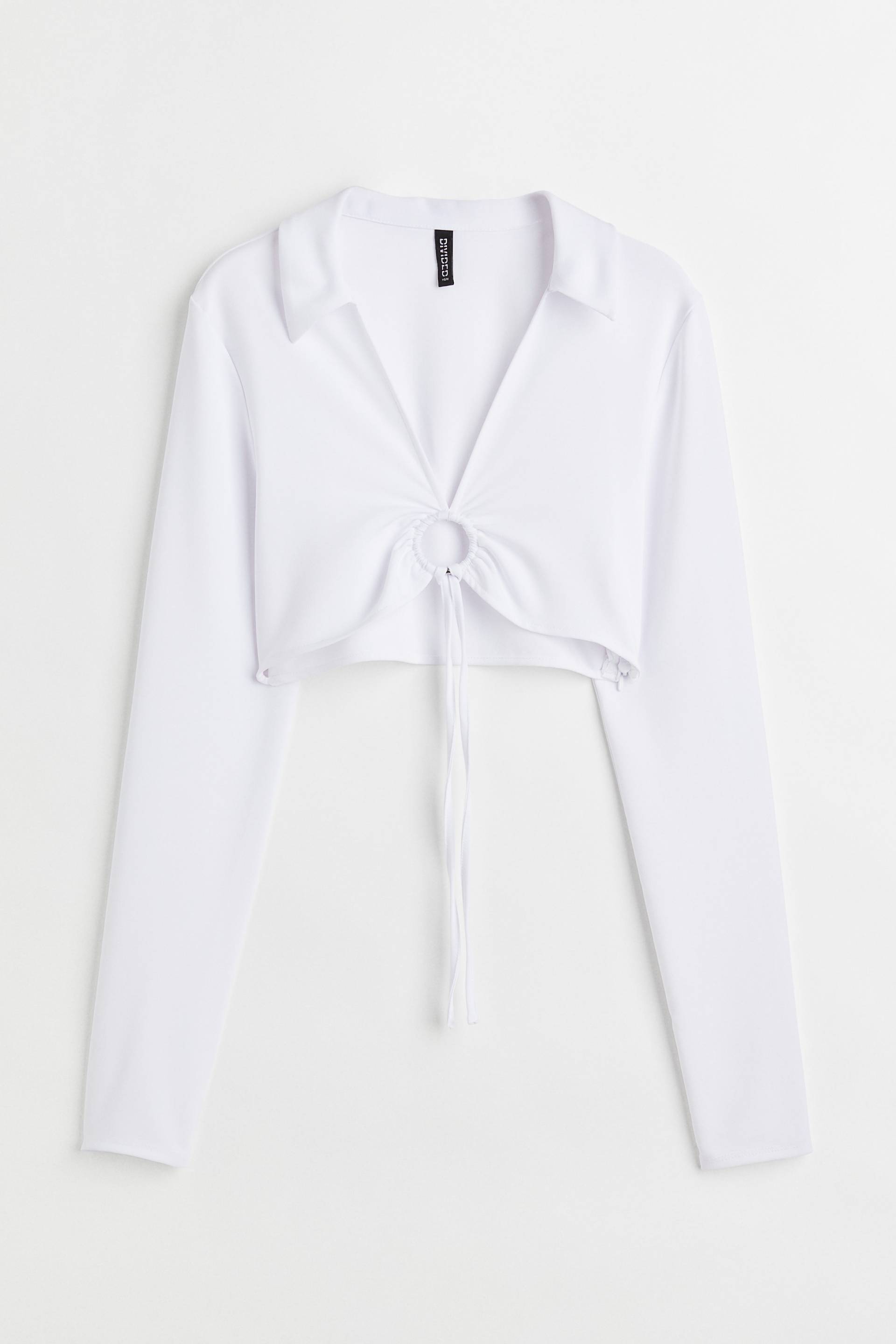 H&M Cropped Shirt mit Kragen Weiß, Tops in Größe 46. Farbe: White von H&M