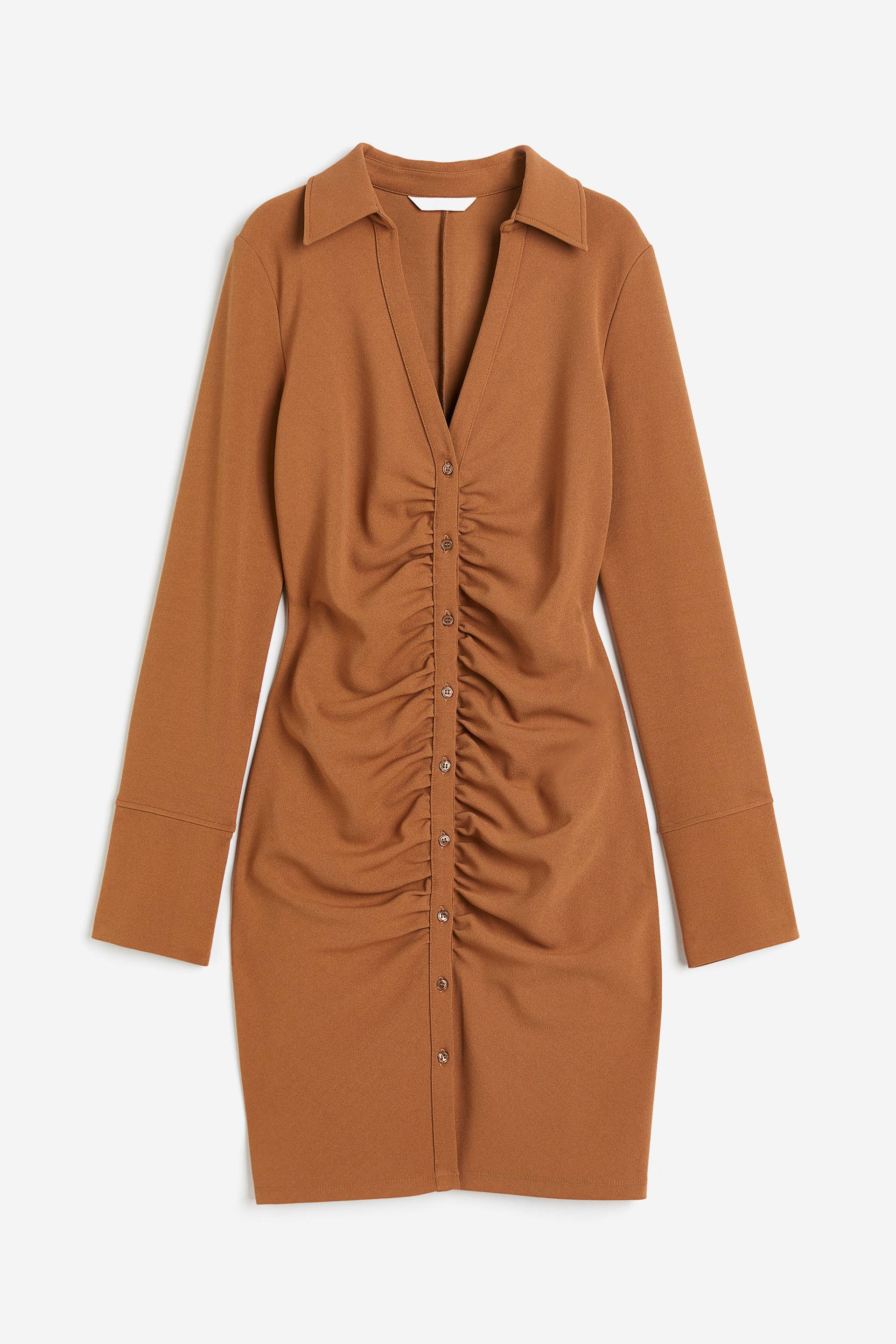H&M Drapiertes Blusenkleid Braun, Alltagskleider in Größe XS. Farbe: Brown von H&M
