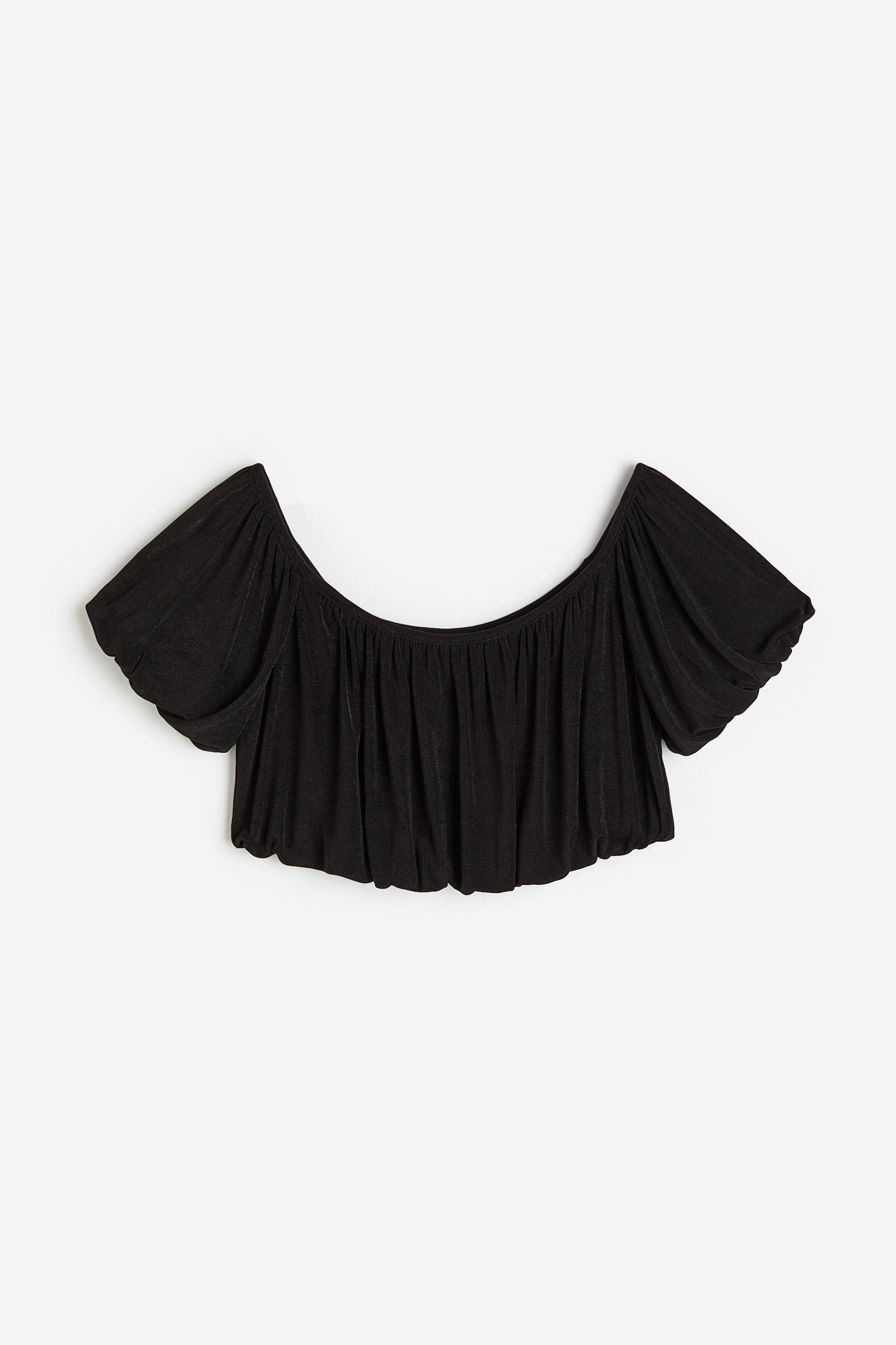 H&M Drapiertes Crop-Shirt Schwarz, Tops in Größe L. Farbe: Black von H&M