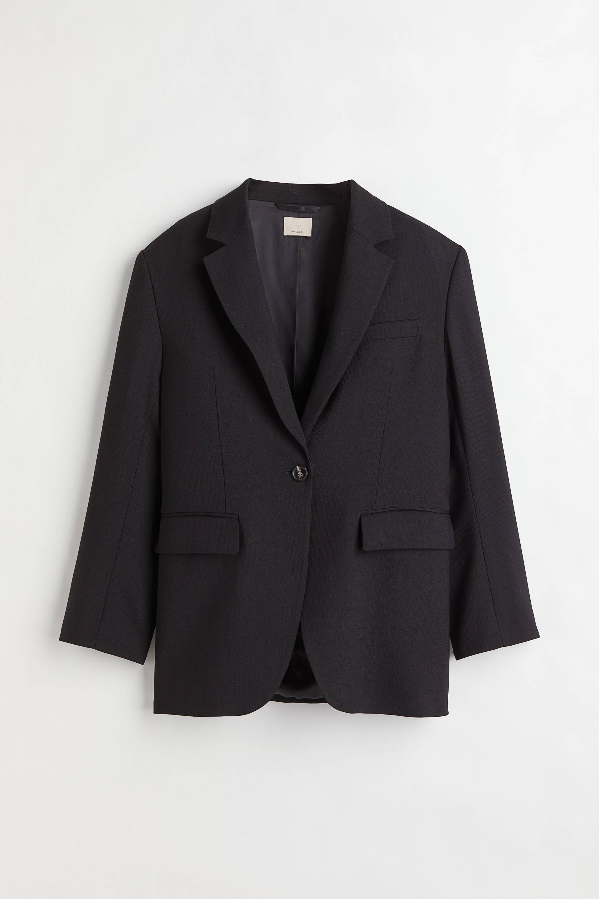 H&M Ein-Knopf-Blazer aus Wolle Schwarz, Blazers in Größe 46. Farbe: Black von H&M