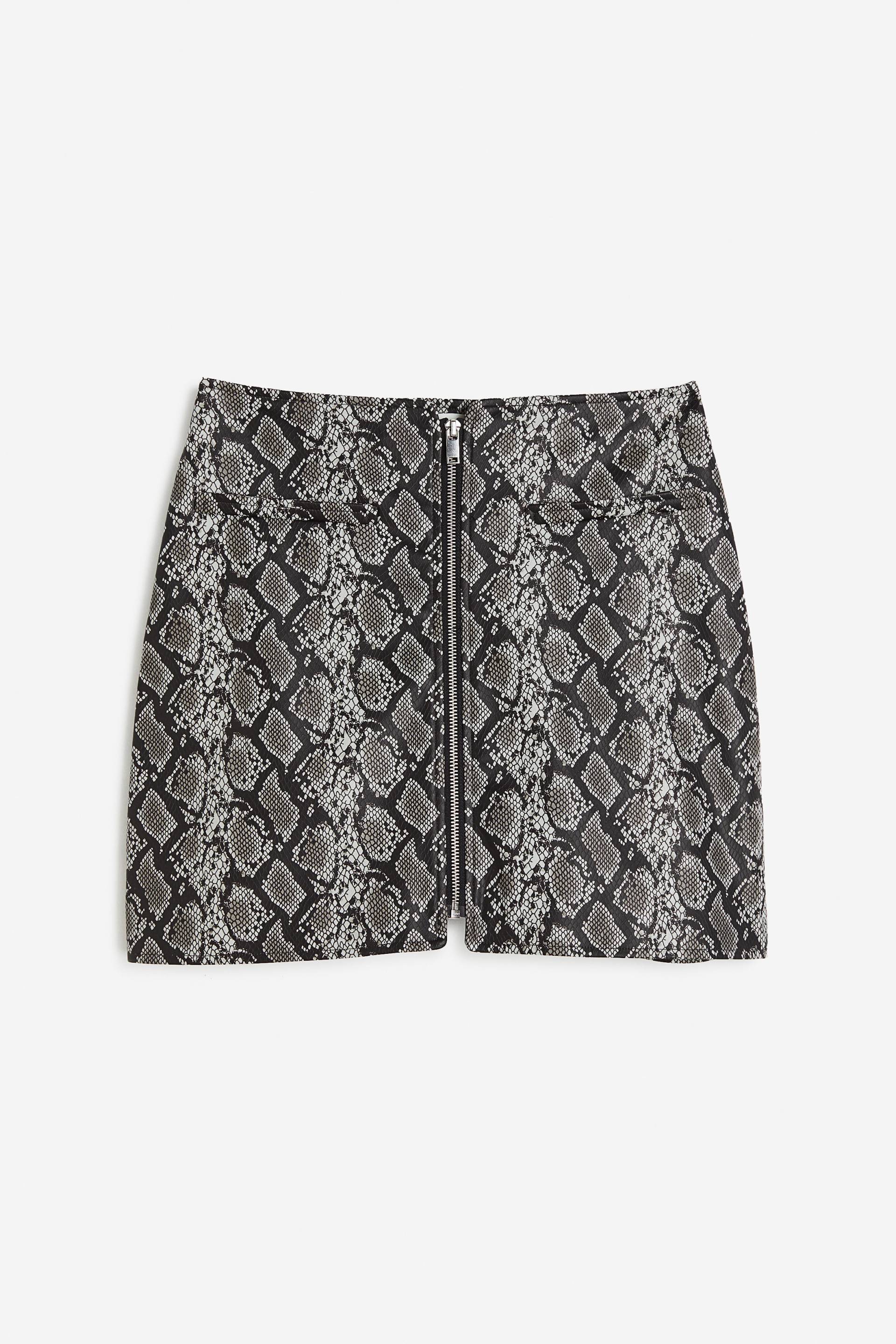 H&M Gemusterter Minirock Grau/Schlangenmuster, Röcke in Größe 36. Farbe: Grey/snakeskin-patterned von H&M