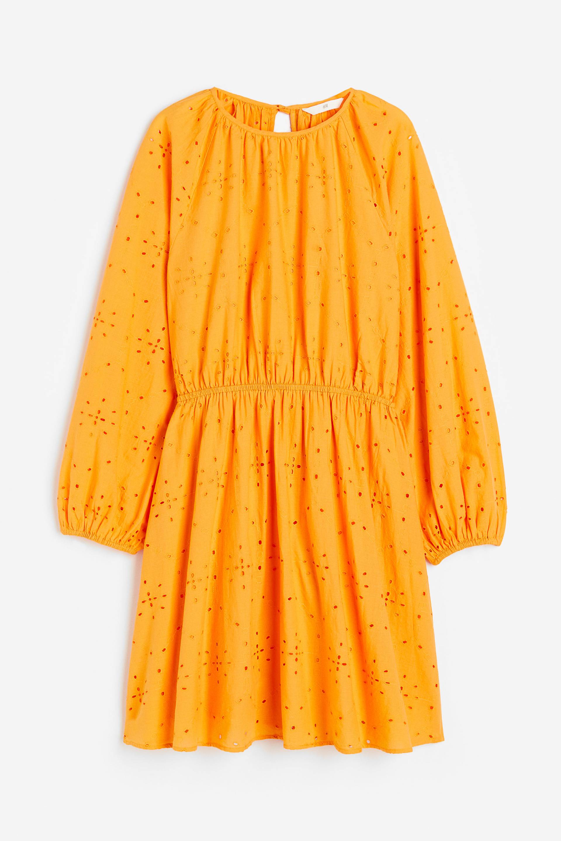 H&M Kleid mit Broderie Anglaise Orange, Alltagskleider in Größe S von H&M