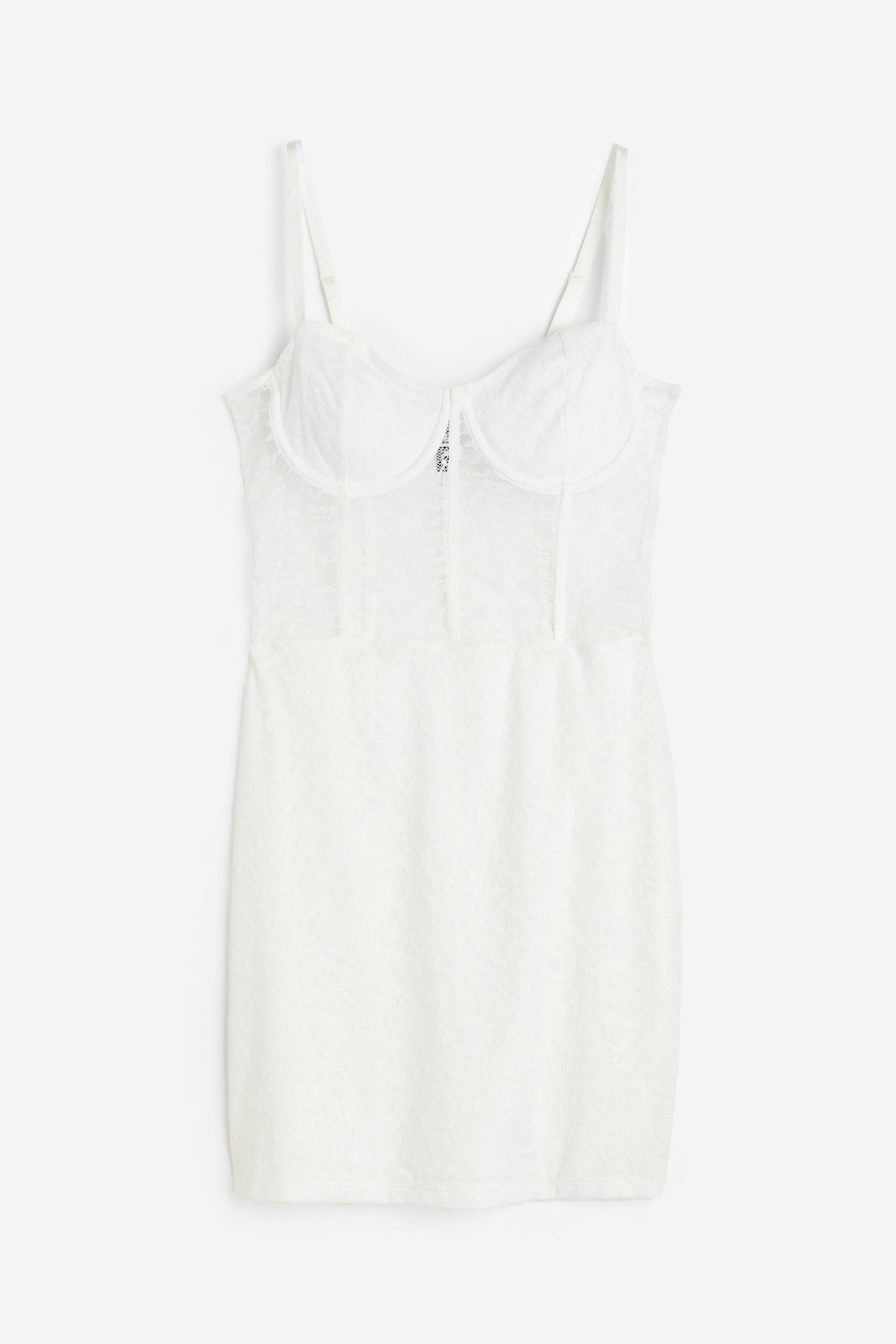H&M Korsagenkleid aus Spitze Weiß, Party kleider in Größe S. Farbe: White von H&M