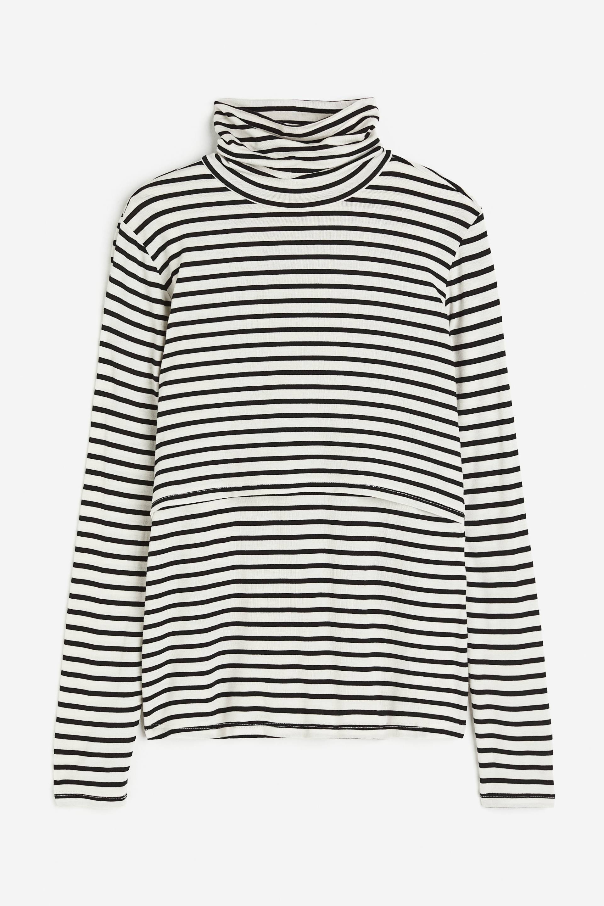H&M MAMA Before & After Stillshirt Weiß/Schwarz gestreift, Tops in Größe XXL. Farbe: White/black striped von H&M