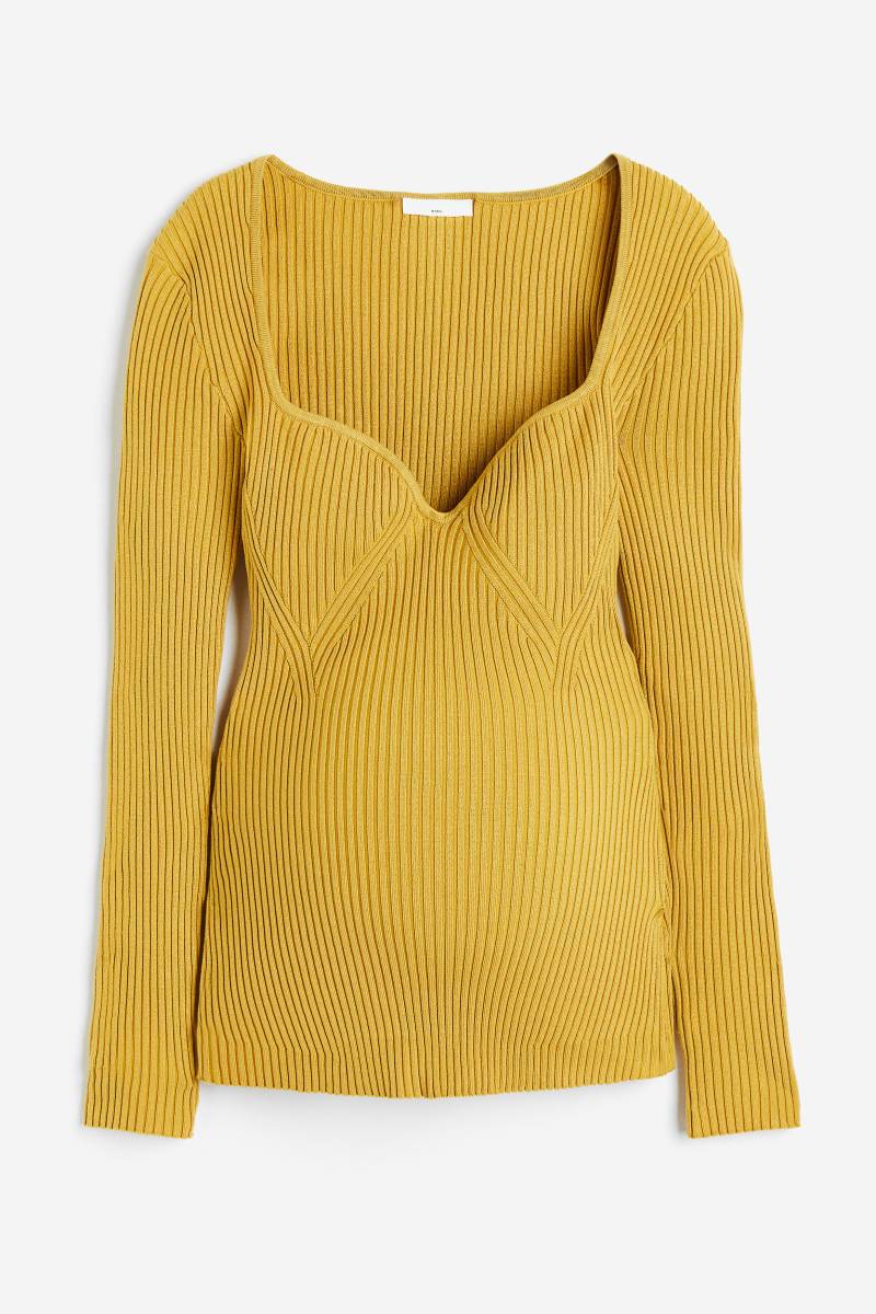 H&M MAMA Gerippter Pullover Gelb, Tops in Größe XS. Farbe: Yellow von H&M