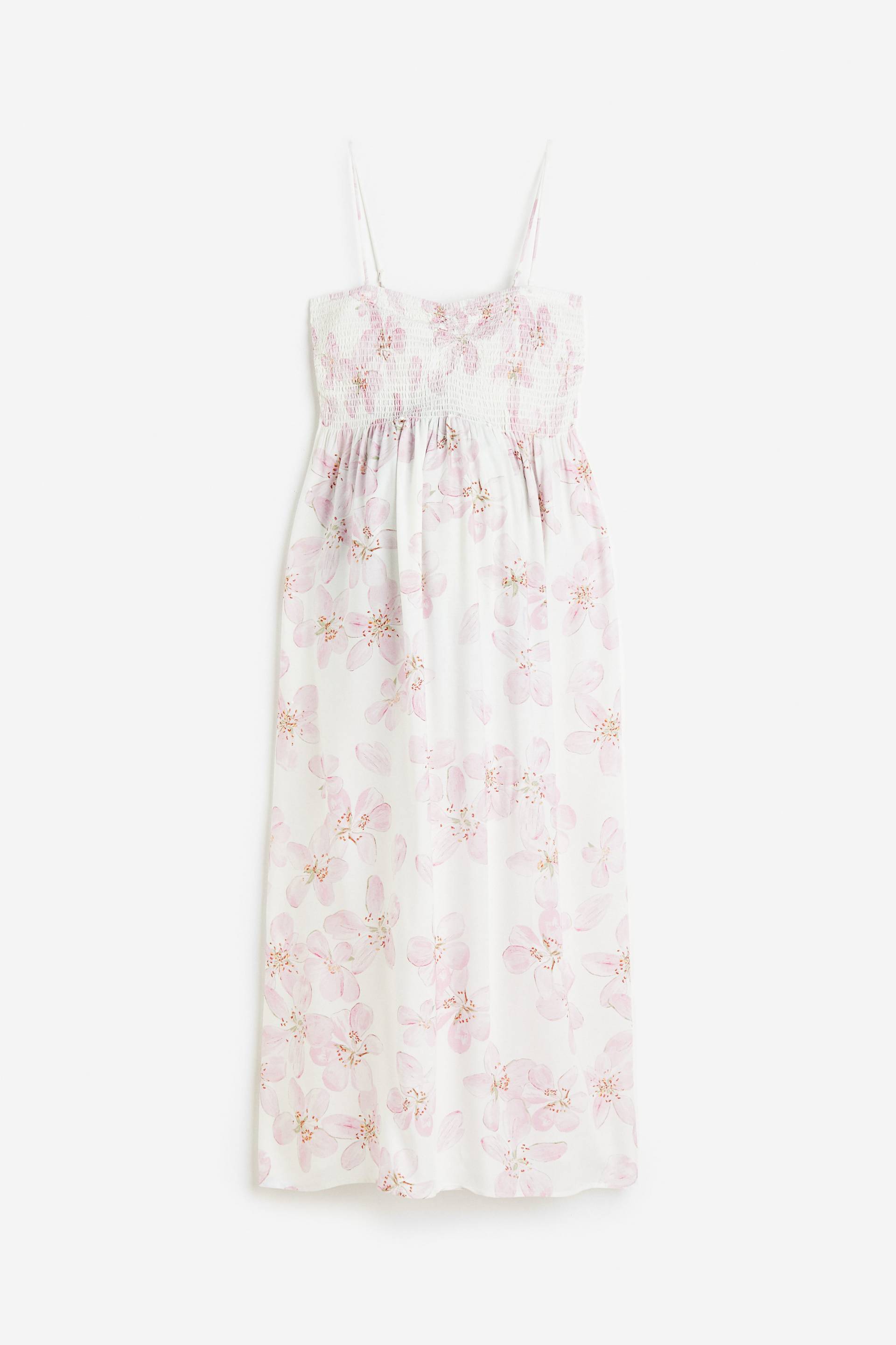H&M MAMA Gesmoktes Kleid Cremefarben/Rosa geblümt, Kleider in Größe XXL. Farbe: Cream/pink floral von H&M