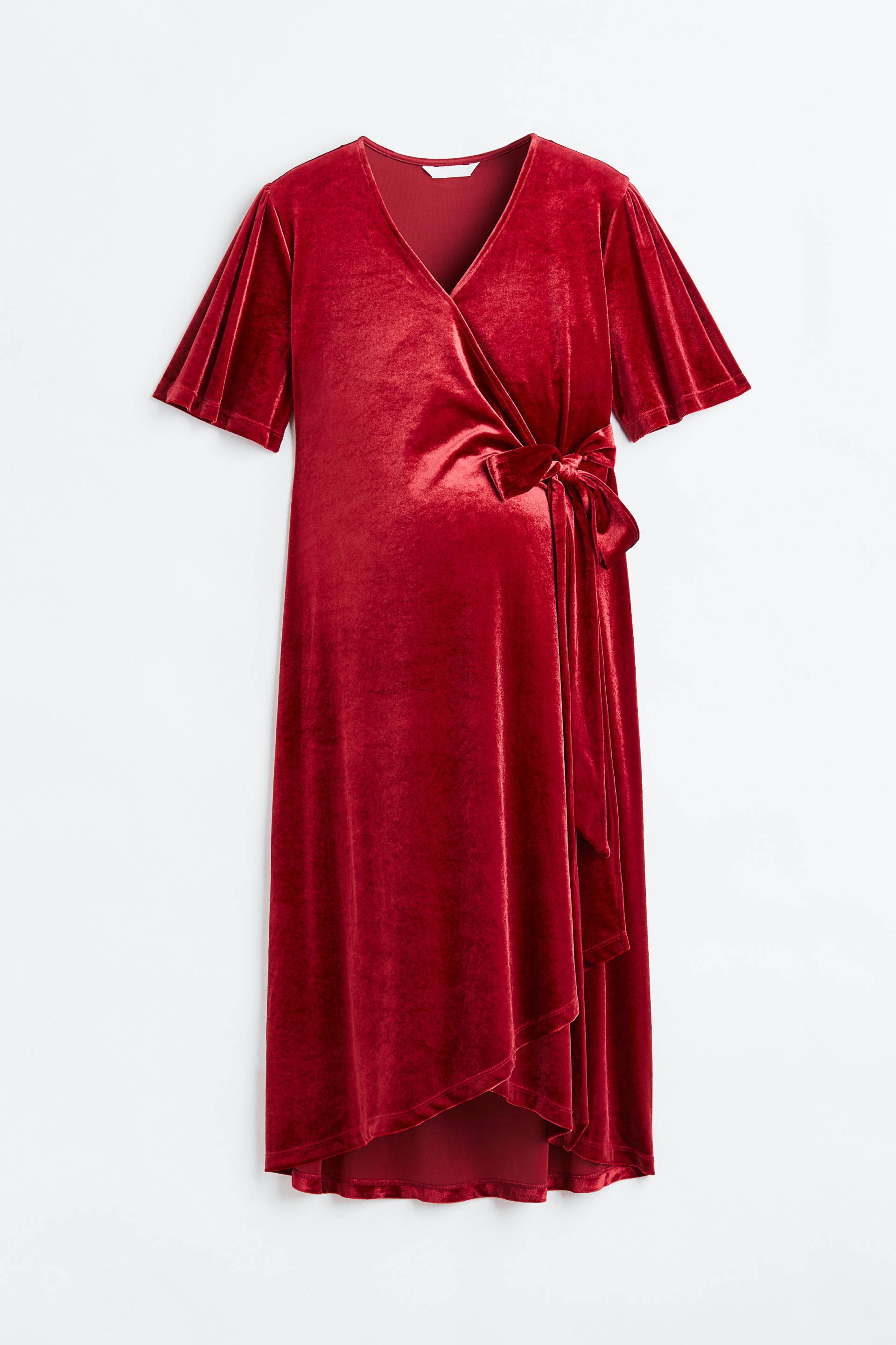 H&M MAMA Wickelkleid aus Velours Rot, Kleider in Größe L. Farbe: Red von H&M